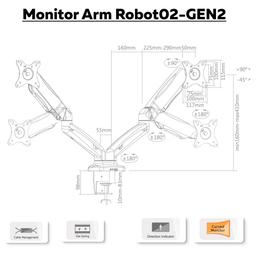 แขนจับจอ 2 แขน เออร์โกเทรน รุ่น Robot 02 GEN2 - สีดำ