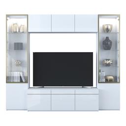 ชุดตู้วางทีวี+ตู้แขวนผนัง+2 ตู้โชว์ รุ่นบลัง ขนาด 260 ซม. - สีขาว