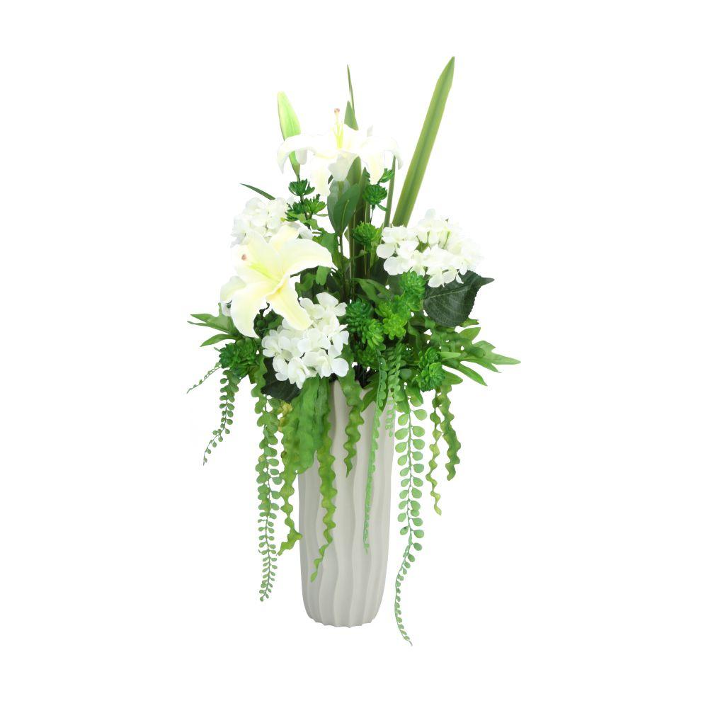 ชุดแจกันดอกไม้ประดิษฐ์ รุ่นลิลลี่ เอ็น - สีขาว