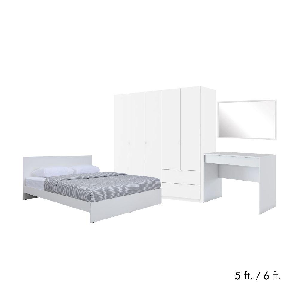 ชุดห้องนอน รุ่นวิวิด พลัส+วิต้า (เตียง, ตู้เสื้อผ้า 5 บาน, โต๊ะเครื่องเเป้ง, กระจกเงา) - สีขาว
